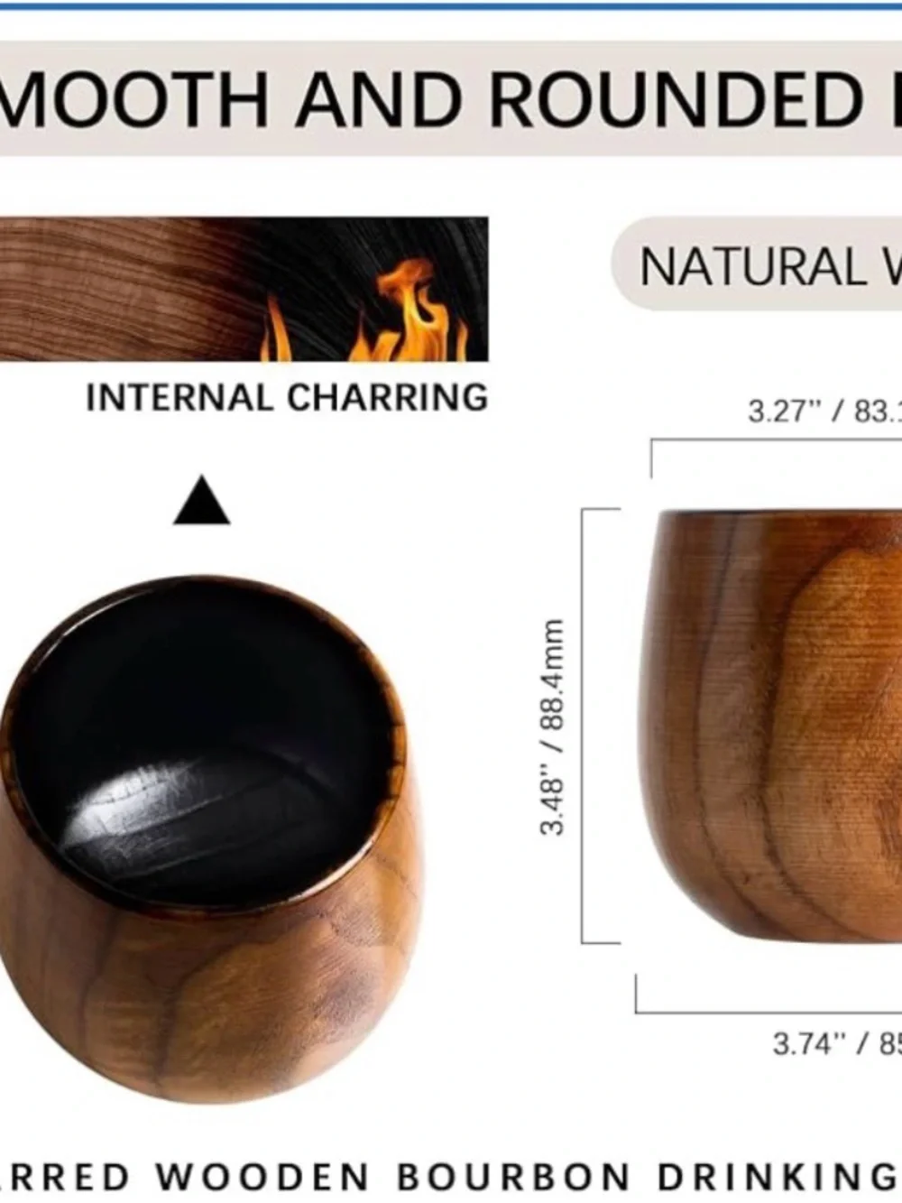 Wooden Whiskey Cups - Brown Jujube wood 10oz - 2 pack